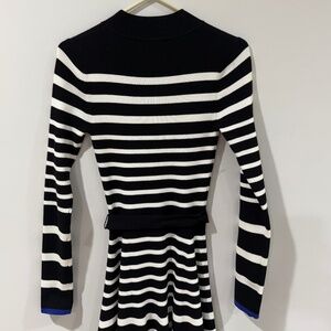 Black and white striped Karen Millen dress with tie waist detail